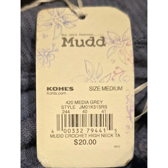 Mudd Crocheted Crop Top Strappy Boho Blue Medium NWT - Picture 6 of 9